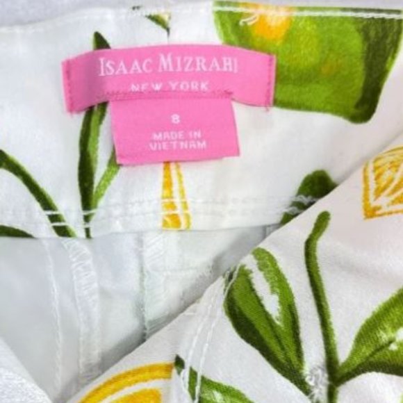 ISAAC MIZRAHI Womens Tailored Lemon Lime Print Shorts with pockets - Picture 5 of 7